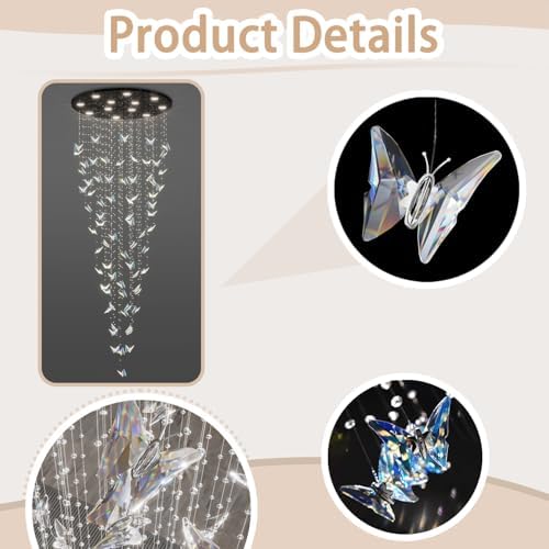 ykolupty H102 High Ceiling Chandelier Modern Crystal Chandeliers Raindrop Cha...