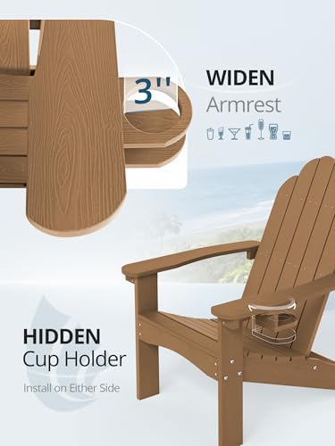 LUE BONA HDPE Adirondack Chairs Set of 2, Brown Fire Pit Chairs