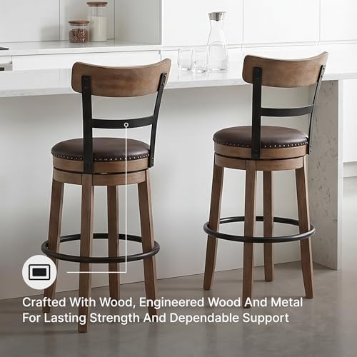 Signature Design by Ashley Pinnadel 30" Swivel Bar Height Barstool, Brown