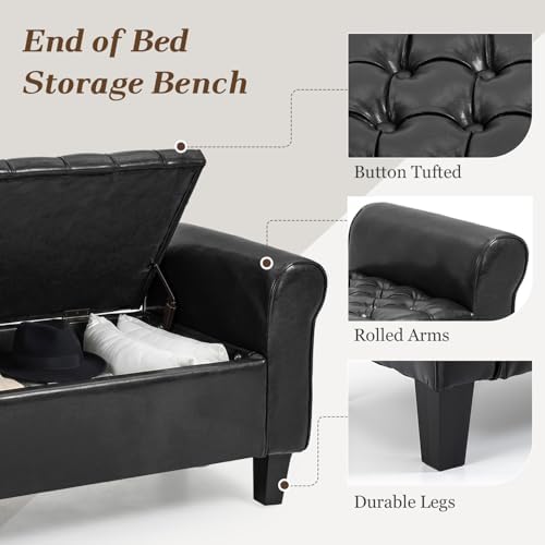 ECOTOUGE 55" Storage Ottoman Bench for Living Room, End of Bed Bench wit...