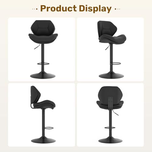 Nalupatio Swivel Bar Stools Set of 2, Double-Layer Filled Upholstered Bar Sto...