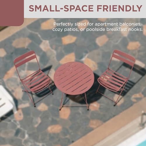 Alpine Corporation VTFAM168A-RD 3-Piece Red Metal Folding Bistro Set – 20&quo...