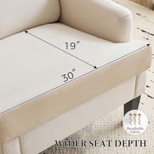 Bezseller Modern Accent Chair with Wood Legs, Beige