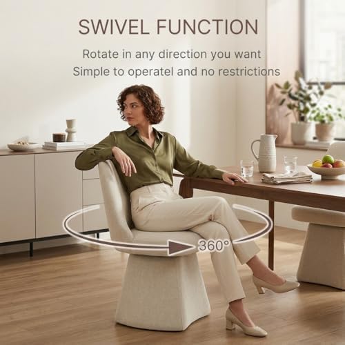 KISLOT Swivel Dining Chairs Set of 4, Upholstered Mid Century Modern Deskchai...