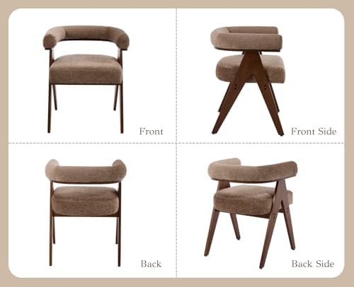 CIMOTA Barrel Wooden Dining Chairs with Arms Set of 6, Farmhouse Fabric Uphol...