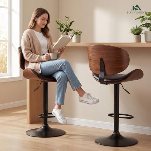 Bar Stools Set of 2, Adjustable Height 24-33'' Swivel Bar Chairs