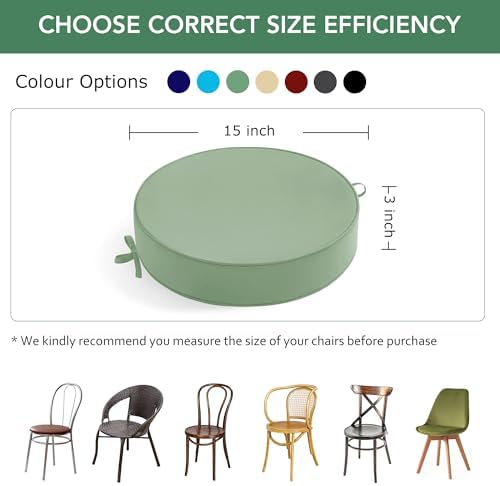 Summsun Outdoor Bistro Chair Cushions Set of 2, 15" D x 3" H Round ...