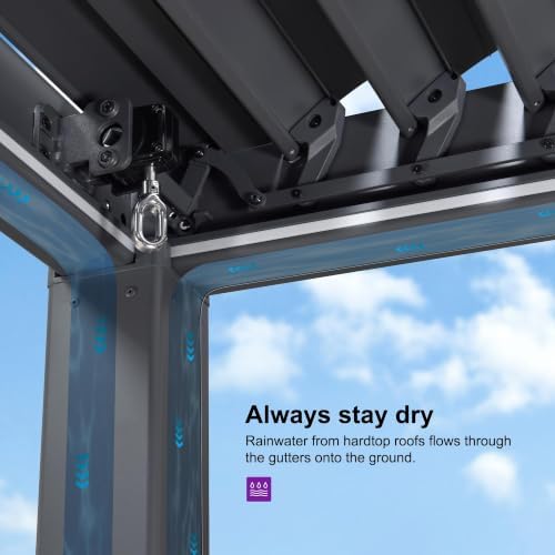 PURPLE LEAF 92KS Aluminum Pergola 11.5' x 15' with LED Strip Lights, ...