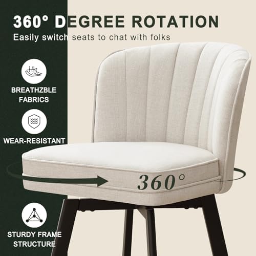 SAECKBERG Swivel Counter Height Bar Stools Set of 2, 26'' Modern Bars...