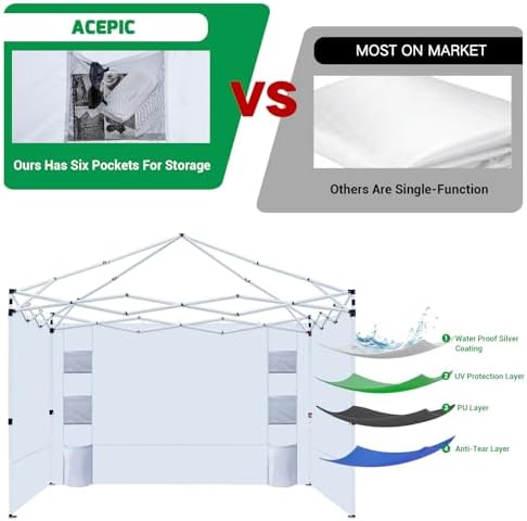 Acepic Instant Canopy Sidewalls 10x10 FT for Pop Up Canopy, Waterproof and UV...