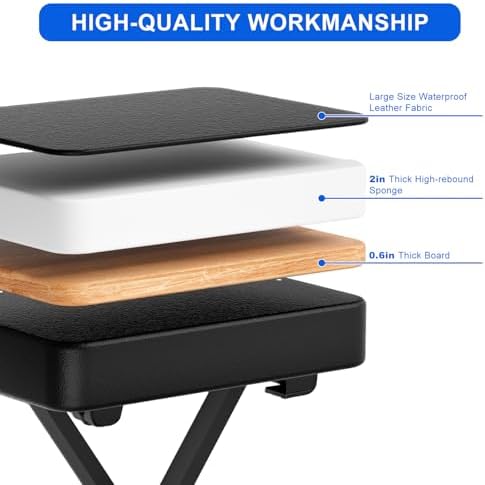Adjustable X-Style Keyboard Bench,Thick Cushion,Folding X-Style Keyboard Benc...