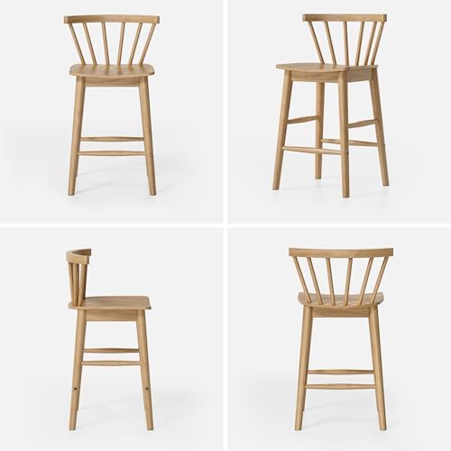 EYYTHUNG Wood Bar Stools Set of 3, Natural Oak