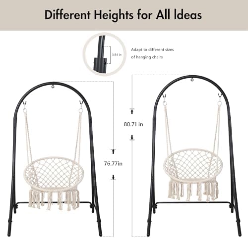 ANOW Adjustable Hammock Chair Stand, Heavy Duty Hanging Chair Stand, Black
