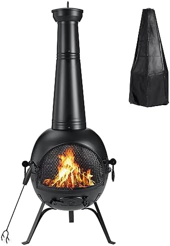 SINGLYFIRE Prairie Fire Outdoor Chiminea Fireplace Deck or Patio Backyard Woo...