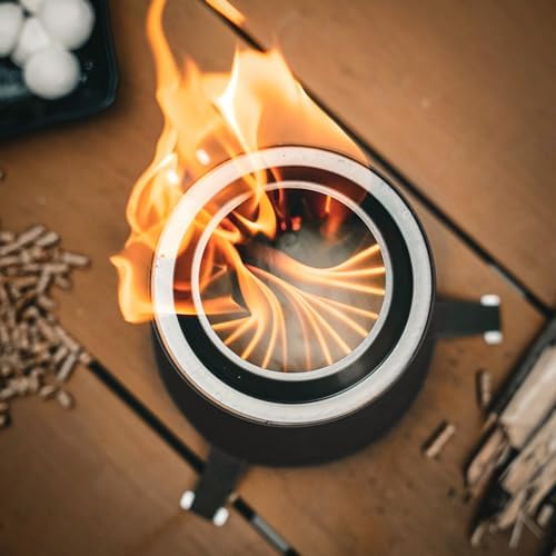 2-in-1 Wood Burning Fire Pit with Pot Rack, 9" Tabletop Fireplace, Black