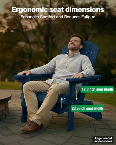 YEFU Oversized Plastic Adirondack Chair - Navy Blue
