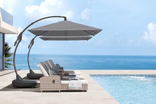 Grand patio 10x13 FT Large Cantilever Umbrella with Base & Cover, Gray