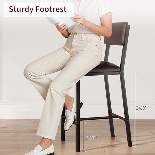 Garvee Bar Stools Set of 4 with Backrest and Footrest, 25 in Counter Height B...