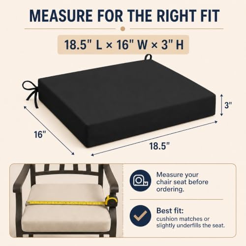 UNIKOME Outdoor Chair Cushions Pack of 4, Water Resistant Patio Cushions with...