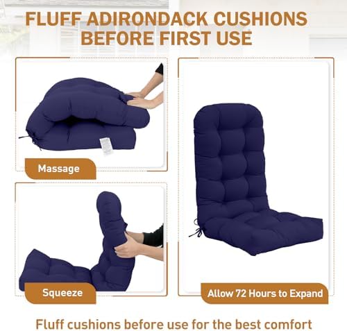 EAGLE PEAK High Back Adirondack Chair Cushions, 5" Thick Non Slip Tufted...