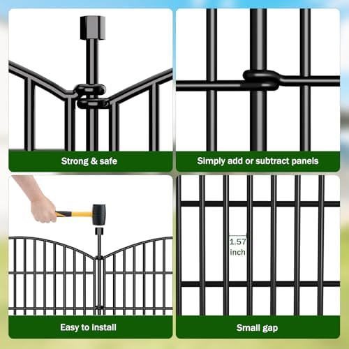 10 Panel No Dig Decorative Garden Fence 32" H x 23.6'L Outdoor Dog B...