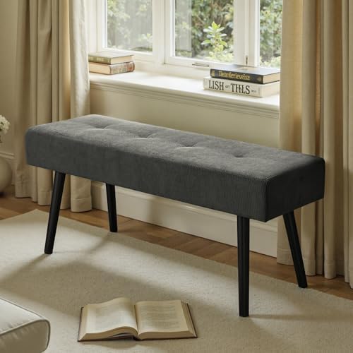 Comfy to go Entryway Bench - Grey Bench for Bedroom, Modern Ottoman End of Be...
