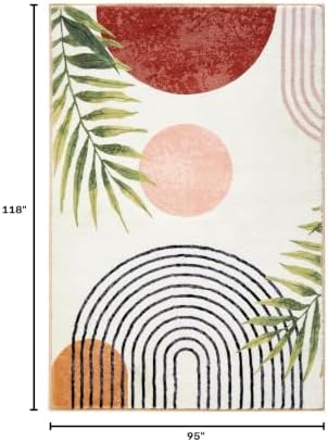 RoomTalks Mid Century Modern Washable Rug, Boho Cute Aesthetic 8x10 Area Rugs...