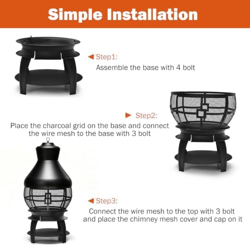 Giantex Wood Burning Chiminea, Heavy Duty Fireplace Chiminea for Patio