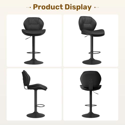 Nalupatio Swivel Bar Stools Set of 3, Double-Layer Filled Upholstered Bar Sto...