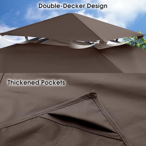 MASTERCANOPY Replacement Canopy top for Grill Gazebo L-GG001PST-F, Brown