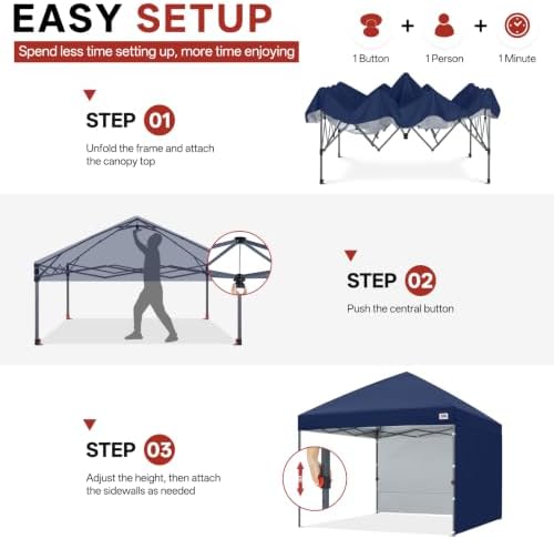 ABCCANOPY Easy Pop up Canopy Tent with 2 Sidewalls for Outdoor Sun Blocking o...