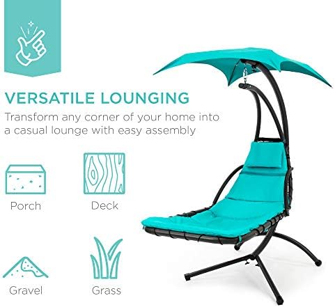Best Choice Products Outdoor Hanging Curved Steel Chaise Lounge Chair Swing w...