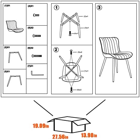 YOUNUOKE Dining Chairs Set of 2 Mid-Century Modern Kitchen Chair Black