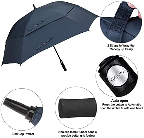 G4Free 62/68 Inch Extra Large Golf Umbrella Square Windproof Stick Umbrella