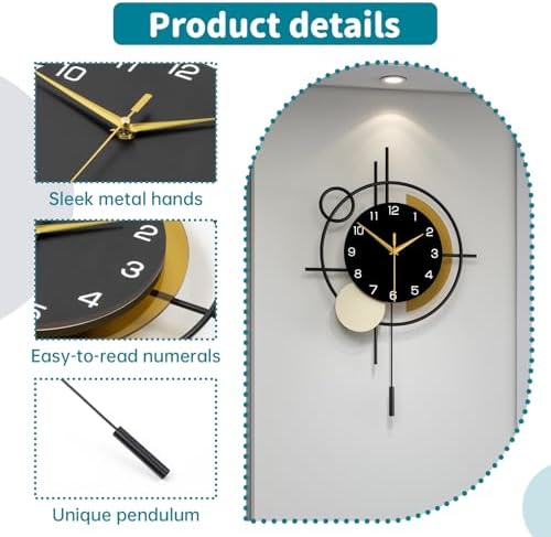 Wall Clock for Living Room Decor Modern Clock Pendulum Silent