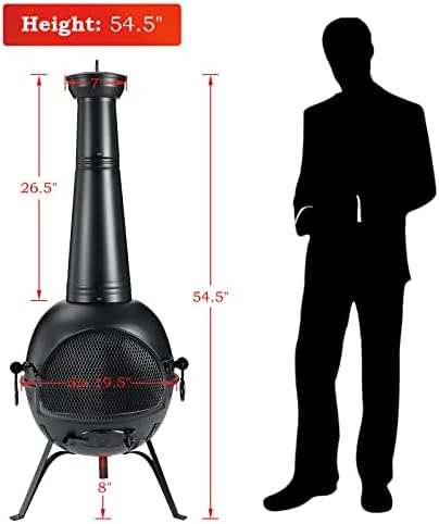 SINGLYFIRE Prairie Fire Outdoor Chiminea Fireplace Deck or Patio Backyard Woo...
