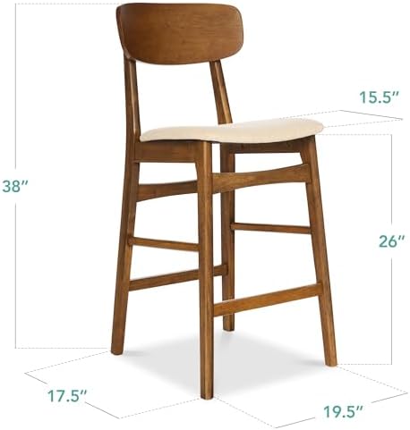 Best Choice Products Bar Stool Set of 2, Modern Farmhouse Counter Height Stoo...
