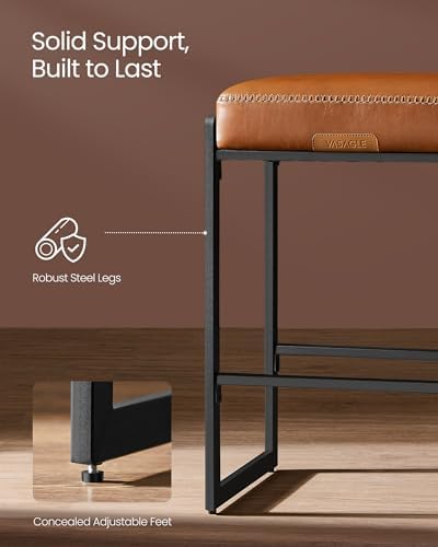 VASAGLE Bar Stools Set of 2, Counter Height, PU Leather, 26-Inch