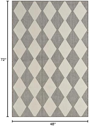 Nourison Home Positano Charcoal 4' x 6' Area Rug - Easy Clean, Non Sh...