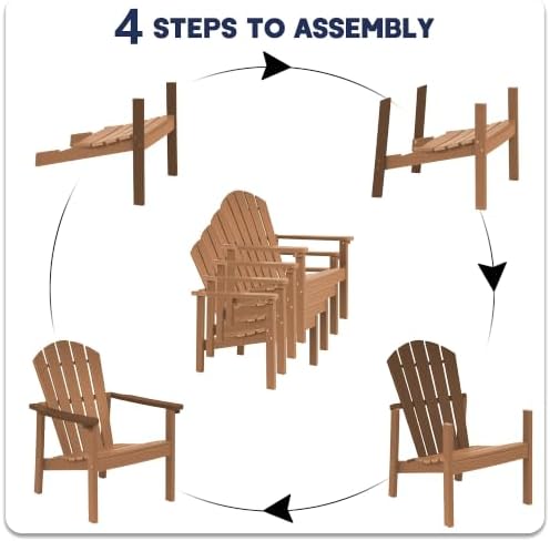 nevilywood Stackable Adirondack Chair, HDPE Outdoor Chair Set of 4, Teak