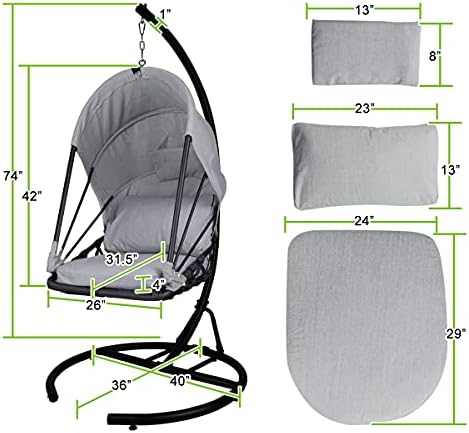 Foldable Hanging Chair Swing Hammock Egg Chair PE Rattan Wicker Seat w/Padded...
