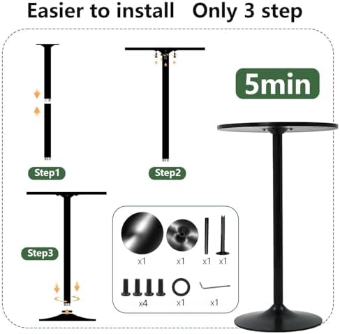 Round Bar Table 40" Height Modern High Top Pub Table with Solid Top &amp...