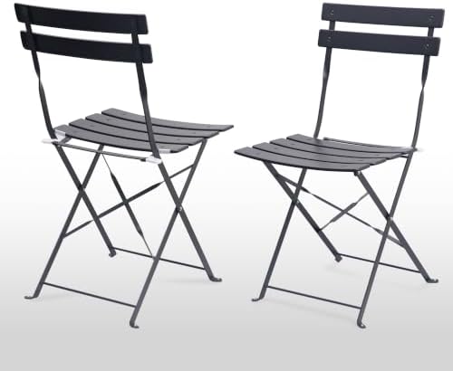 3-Piece Patio Bistro Set, Folding Outdoor Bistro Table and Chairs for 2 with ...