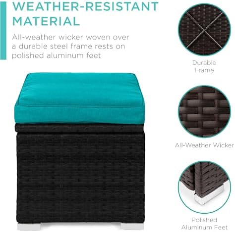 Best Choice Products Set of 2 Wicker Ottomans, Multipurpose Outdoor Furniture...