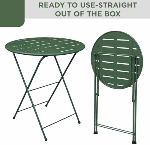 Alpine Corporation VTFAM168A-GN 3-Piece Green Metal Folding Bistro Set – 20&q...