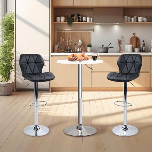 CLATINA Round Bar Table, Height Adjustable 26"-36" Bistro Pub Table...
