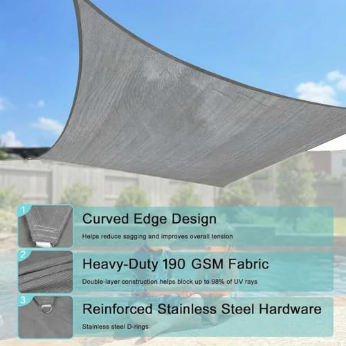 12' x 12' x 17' Gray Triangle Sun Shade Sail for Patio
