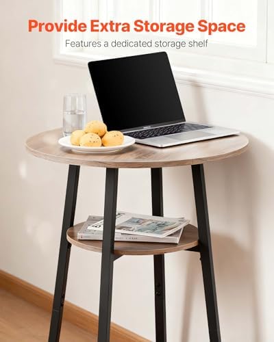 VEVOR Bar Table and Chairs Set, 3PCS 23.5″ Bars Tables Set with Rounded Corne...
