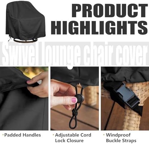 Outdoor Swivel Chair Cover, 29 x 31 x 38.5 in, Patio Furniture Cover