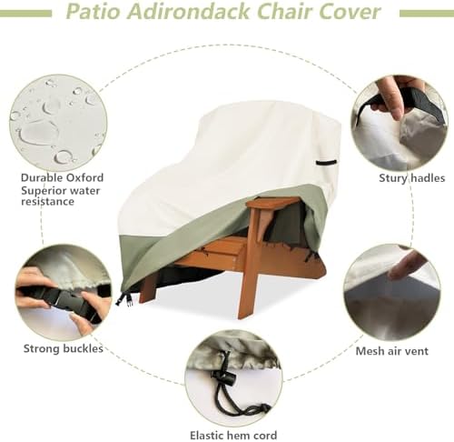 Patio Adirondack Chair Cover 32 W x 35 D x 36 H inches,600D Heavy Duty Waterp...